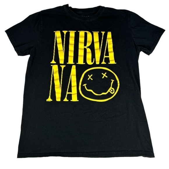Nirvana Faux Smile T-shirt Sz Large Black - Picture 1 of 5